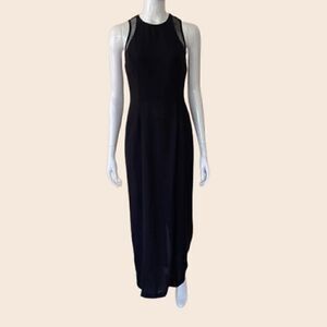 Vintage Black Polyester Mesh Back Formal Maxi Dress Size 7